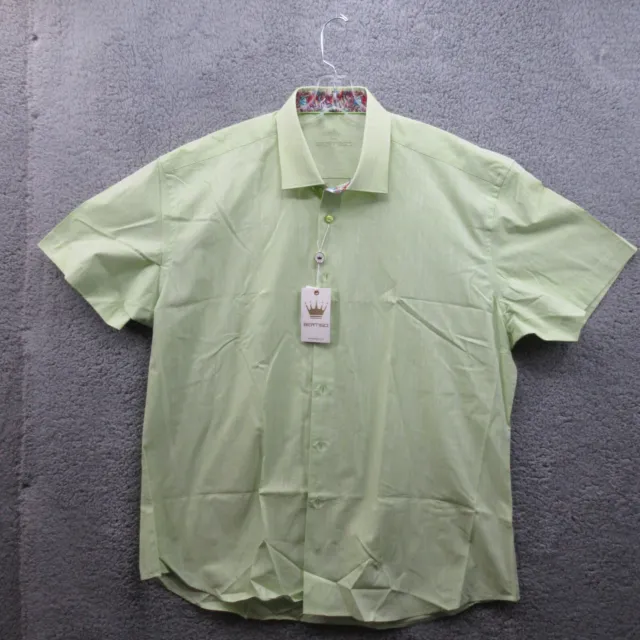 NWT Bertigo Button Up Short Sleeve Shirt Mens 3XL Light Green