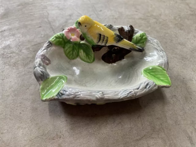 Vintage Ceramic Bird Cigarette Ashtray Trinket Dish Kitch