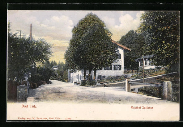 AK Bad Tölz, Straßenpartie mit Gasthof Zollhaus