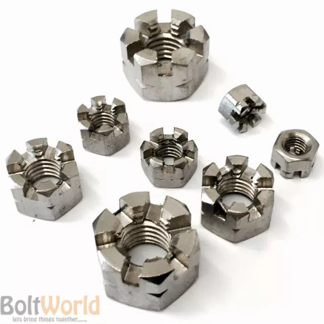 M5 M6 M8 M10 M12 M16 M20 Stainless Steel A2 Hexagon Slotted Castle Nuts Din 935