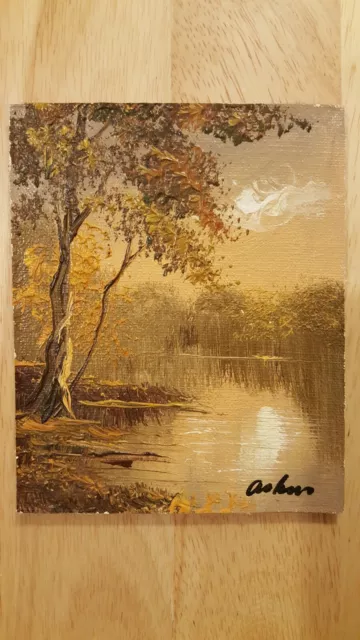 Hand Painted Oil Painting On Board Signed 4"X 5"