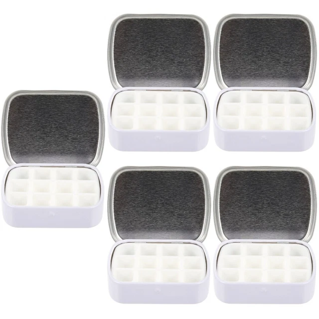 5 Sätze leer Aquarell-Zinn-Aquarellfarbe Paletten Aquarell Zinnbox mit 12