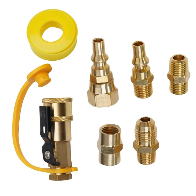 Kit Raccordi Rapidi Per Propano 1/2" - 4 Pezzi In Ottone Massiccio Con Copertura Antipolvere Per Griglie E Riscaldatori