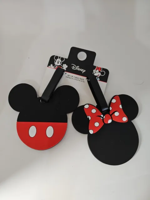 Disney Mickey & Minnie ID Luggage Travel Suitcase Bag Tag Set 2 Pieces