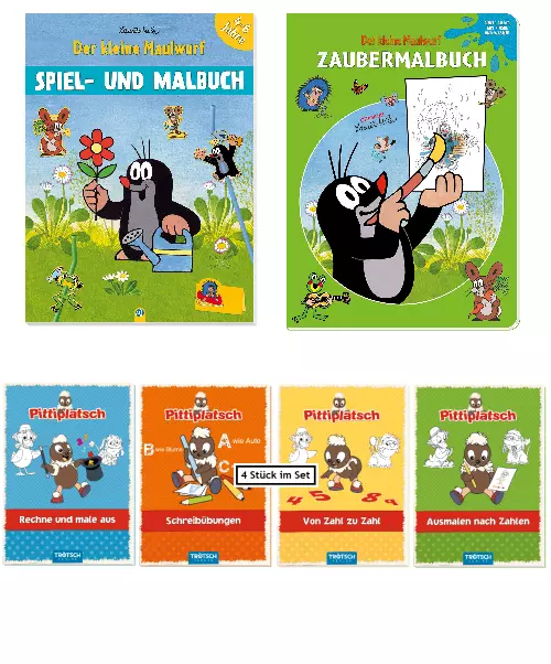 Mal- und Beschäftigungsbücher Der kleine Maulwurf oder Pittiplatsch und Freunde