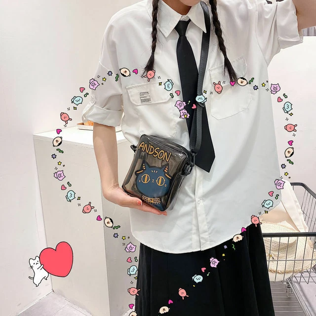 Lady Girl Woman Andson Cat Cute Transparent Purse Shoulder Messenger Hand Bag 5