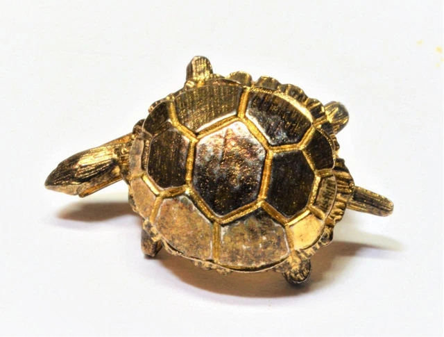 Broche Vintage Tortue En Argent Filigrané - Émail Cloisonné, Vermeil, 45x27 Mm