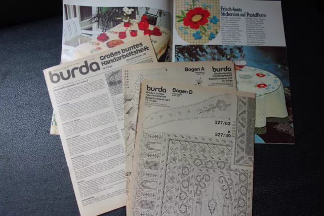 Burda großes buntes Handarbeitsheft v. 1975 Nr. 327 m. Arbeitsbögen u.Musterböge 3