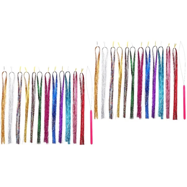 MYKURS Clip-in Lametta Haarverlängerungen Für Kinder – 16-teiliges Set, Glitzer-Clips Für Mädchen