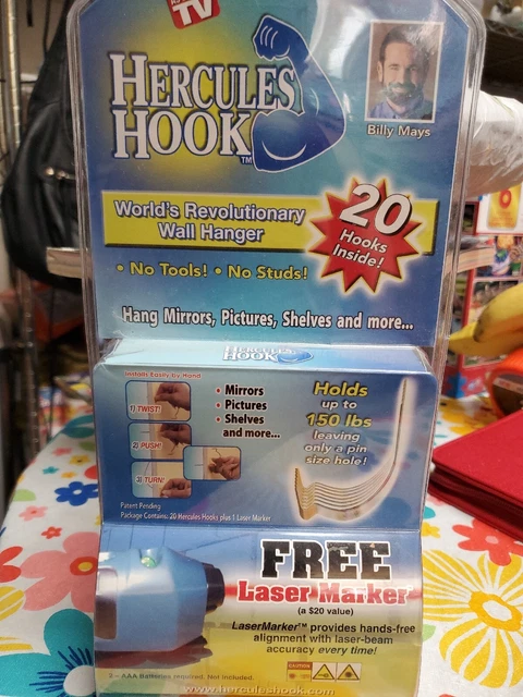 Hercules Hook 20 Pack Wall Hangers Set w/ Laser Marker As Seen on TV NEW SEALED