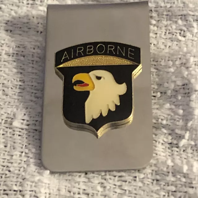US ARMY 101st Airborne Division Money Clip Silver Chrome Screaming Eagles New