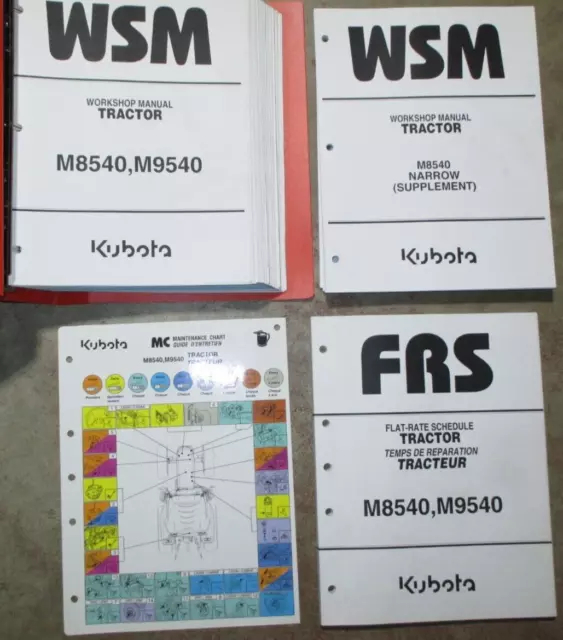 Kubota M8540 M9540 Tractor Workshop Service Repair Manual &M8540N Supplement OEM