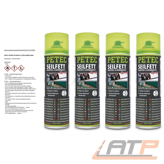 Petec 2x Seilfett Drahtseilfett Zahnradfett Kettenfett Gleitfett Spray 500ml eBa Petec 2x Seilfett Drahtseilfett Zahnradfett Kettenfett Gleitfett Spray 500ml eBa