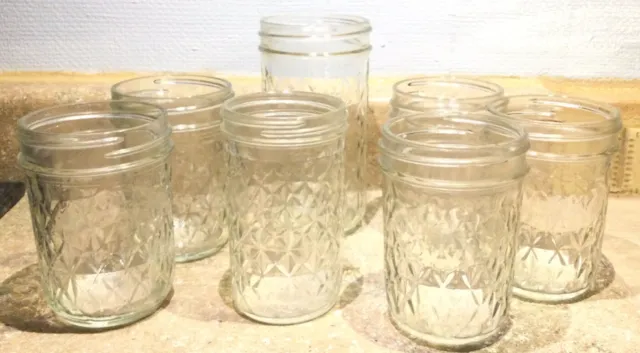 7- VINTAGE BALL QUILTED CRYSTAL JELLY JARS - No Lids