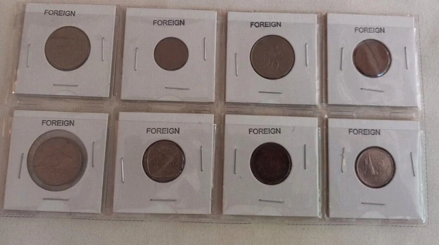 8- Foreign COINS: Brazil; So. Africa; U.K-New Penny; Malaysia... Collectible.