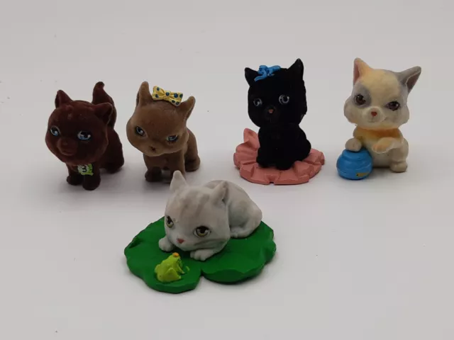 Kitty in my Pocket cats 5 toy Figures 1990's Vintage Flock Cats