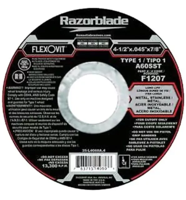 Caja de 25 hojas de afeitar FlexOvit 4 1/2" rueda de corte delgada metal, acero inoxidable