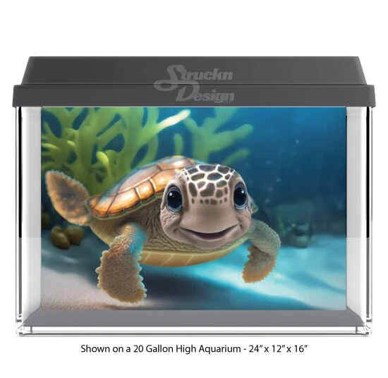 Cute Swimming Sea Turtle Polyester Fish Tank Glass Backdrop Aquarium Background