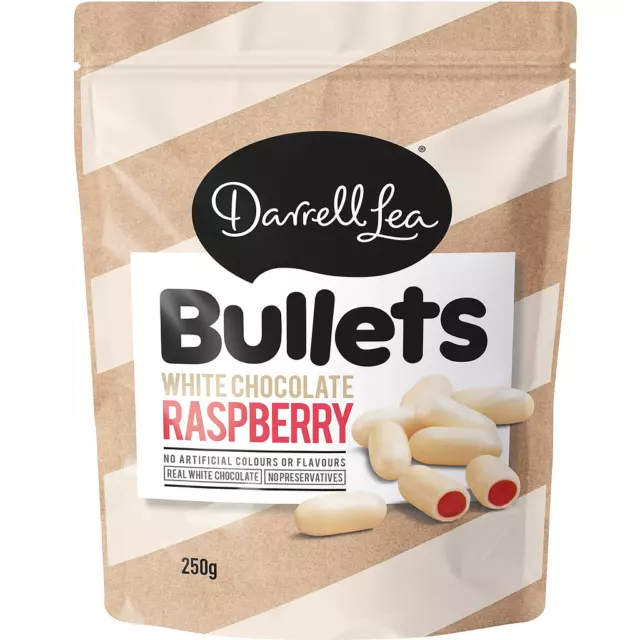 Darrell Lea Bullets White Chocolate Raspberry 250g