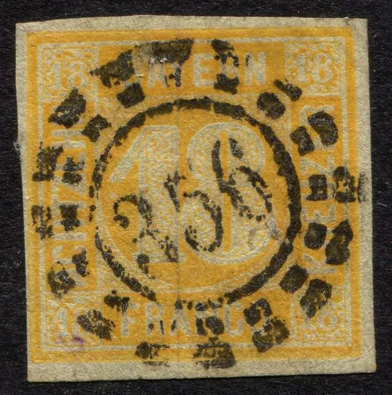 AD Bayern Mi. 7 gestplt., 18 Kr., zentr. oMR "356" NÜRNBERG (240,-€) (1724/42)