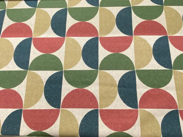 Deco Circles Red Blue Green Yellow Cotton 140cm wide Curtain/Upholstery Fabric