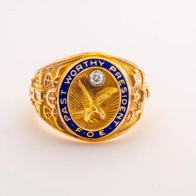 FOE Past worthy President Diamond ring, 10k Yellow Gold, size 11