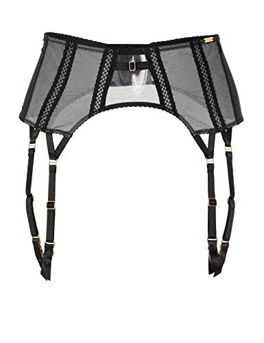 Gossard Sospensioni Donna Rete Ombra Giarrettiera, Nero (Nero/Grigio), L