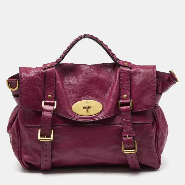 Mulberry Fuchsia Leather Oversized Alexa Satchel