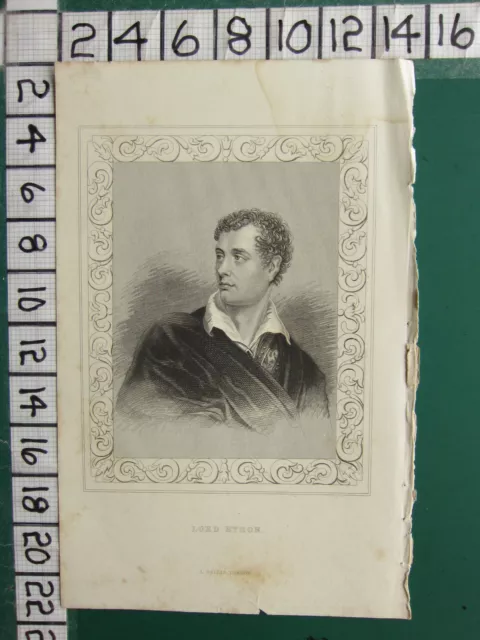 C1840 Antico Stampa ~ Lord Byron Ritratto