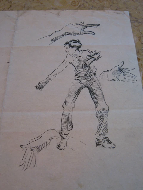 Vintage Antique Début 20th Siècle Edward Comly Trego Dessin Étude & Silhouettes 2