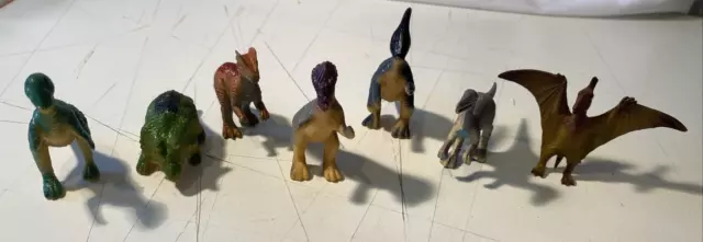 AE814 Rare National Geographic Micro Machines Dinosaur Mini Figures - 7pcs VGC