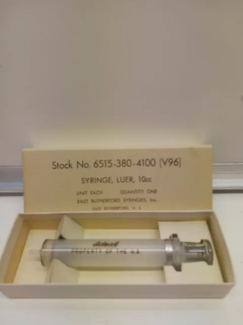 Vintage East Rutherford USA Glass Syringe Luer Ideal 10cc Collectible Medical