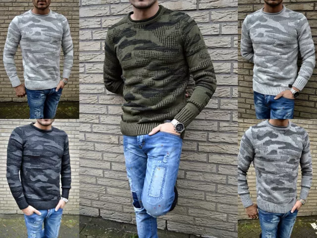 Winter Camouflage Style Figurbetonter Grobstrick Pullover Knitwear Pullover Mode