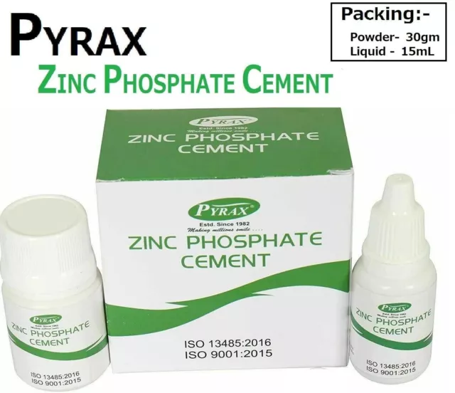 Pyrax Zinc Phosphate Cement Permanent Tooth Filling Powder Liquid Kit (Free Ship