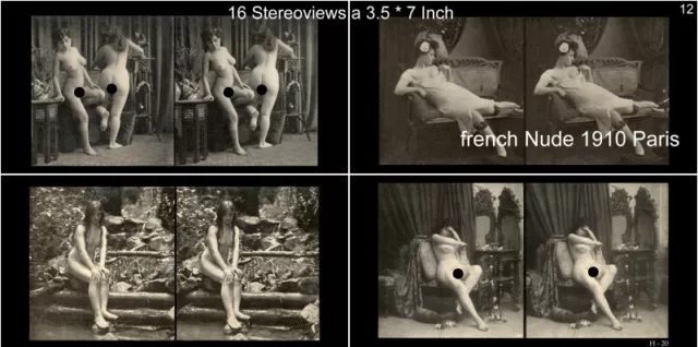 16 Akt Stereofotos klassik Nude Paris 1910 Lot 12 Stereoviews France