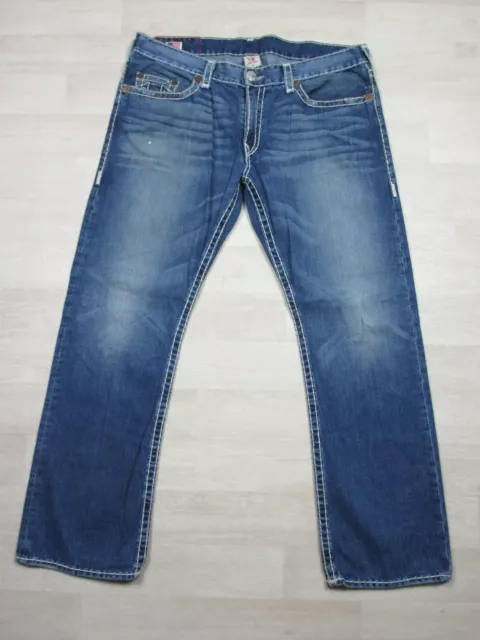 True Religion Mens Designer Jeans -Bobby Super T World Tour USA Straight 42x33.5