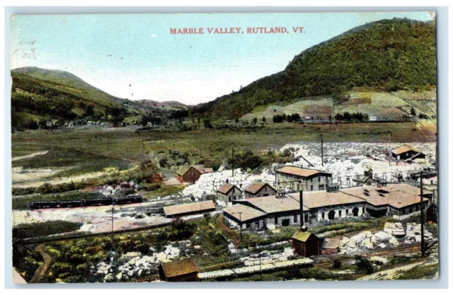 1910 Aerial View Marble Valley Piled Limestone Quarry Rutland Vermont Postcard