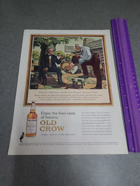 1963 Old Crow Kentucky Bourbon Whiskey Daniel Webster advertisement print ad art