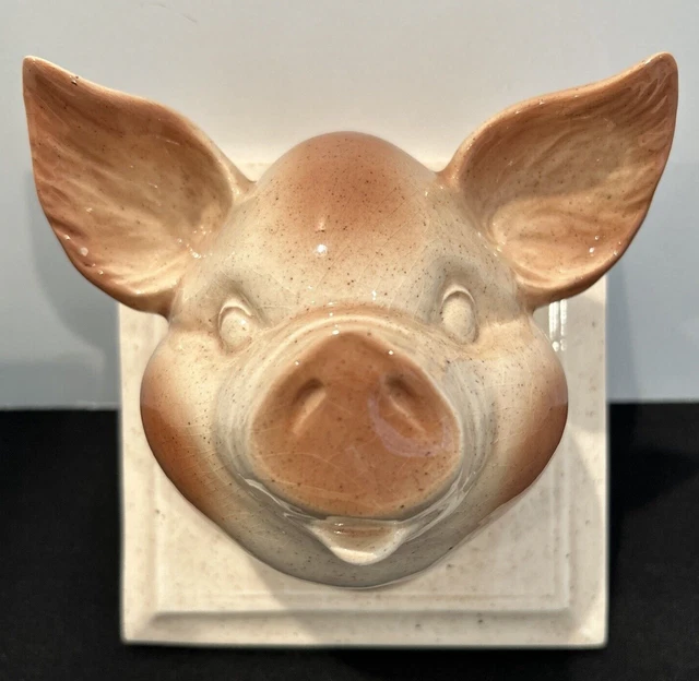 VINTAGE CERAMIC PIG Head Plaque Wall Hanging 32.00 PicClick