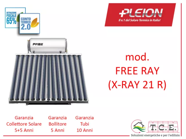 Solare termico PLEION mod FREE X-RAY 21 300 litri circ. naturale pannello piano