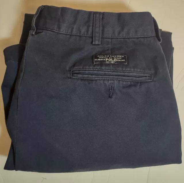 Polo Ralph Lauren Mens Classic Fit Navy Blue Cotton Twill Chino Pants Size 34x30