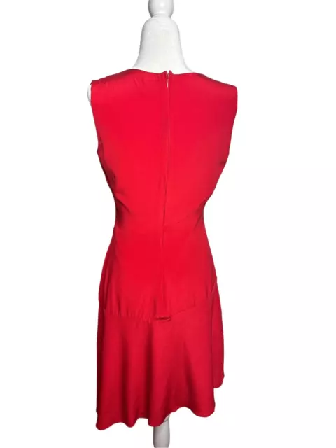 Reiss Corvel Silk Red Retro Sleeveless Drop Waist Deco Slip Dress Size 6 Women’s 3