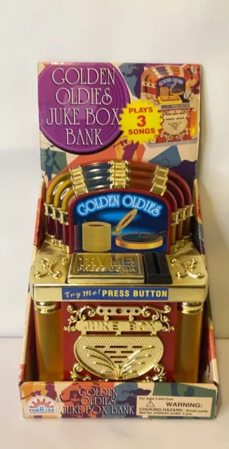 Vintage Funrise Golden Oldies Musical Jukebox Coin Bank Play 3 Songs