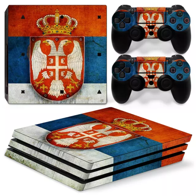 Sony PS4 PLAYSTATION 4 Pro Piel Pegatina Lámina Protectora Kit - Serbia Motivo