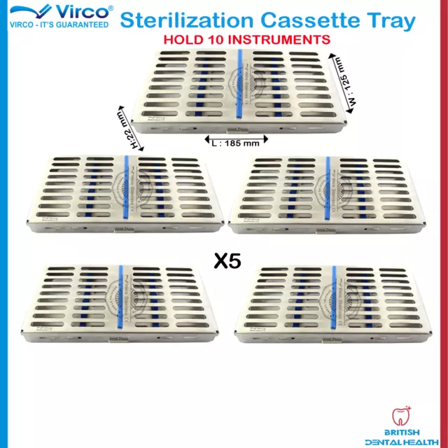 5X Sterilization Cassette Rack Tray Hold 10 Dental Surgical Instrument Autoclave