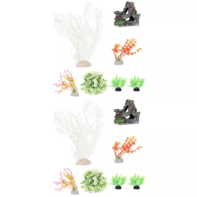 2 Sets Artificial Water Grass Fish Tank Plant Landscaping Plants