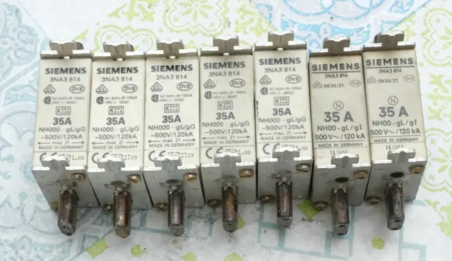 7X Siemens 3NA3814 fusible 35A taille 000 gL/gG 500V Lot de 7