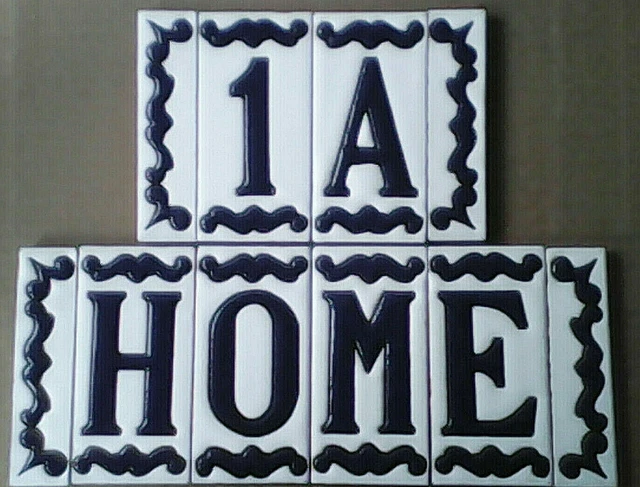 Spanish Ceramic Hand Painted Dark Blue House Number Letter Tiles 10x5cm FREE P/P