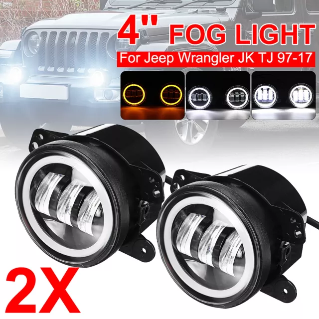 Pour Jeep Wrangler JK TJ 4" Feux Brouillard Ronds 30W LED Conduisant des Lampes