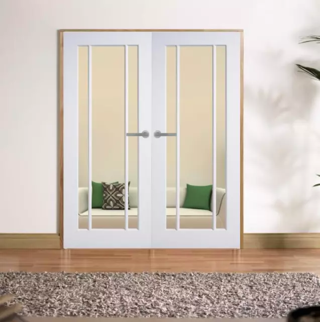 rebated door internal pair french doors langdale clear glass white primed pair